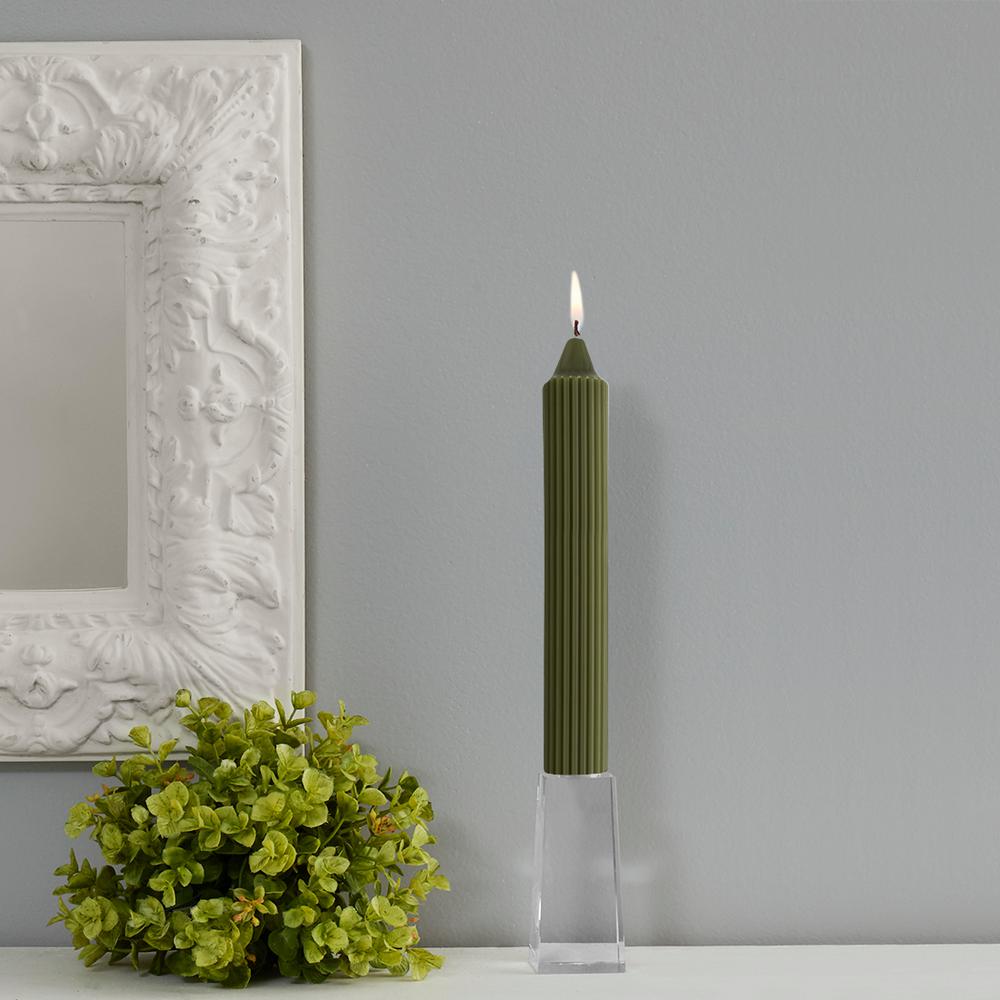 ROOT CANDLES Grecian 9 in. Dark Olive Unscented Taper Candle