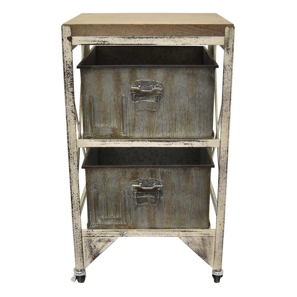 Rustic Tall Above 25 In Gray End Tables Accent 27 75 In Metal Wood Cabinet Gray