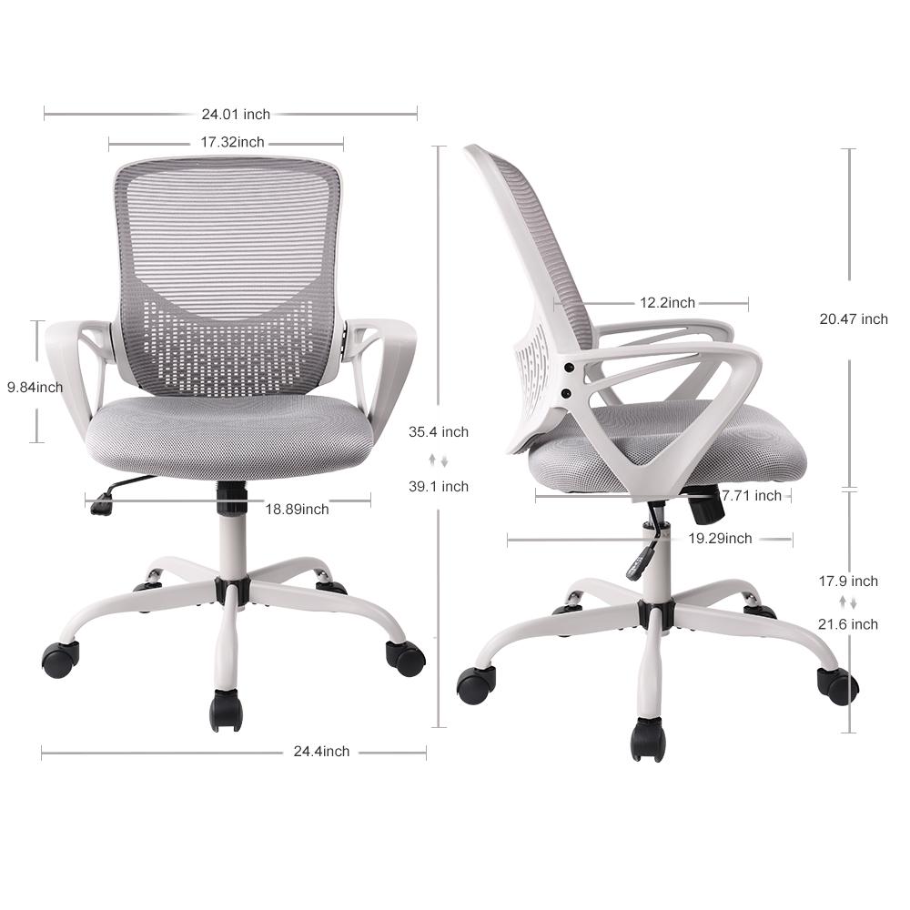 Smugdesk Gray Office Chair Ergonomic Desk Task Mesh Chair With Armrests Swivel Adjustable Height Hd1368gy The Home Depot