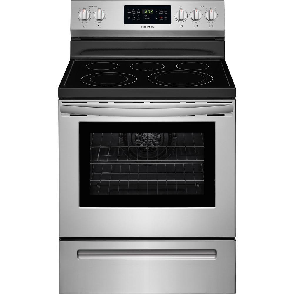 Frigidaire 5 4 Cu Ft Electric Range With Self Cleaning Quickbake