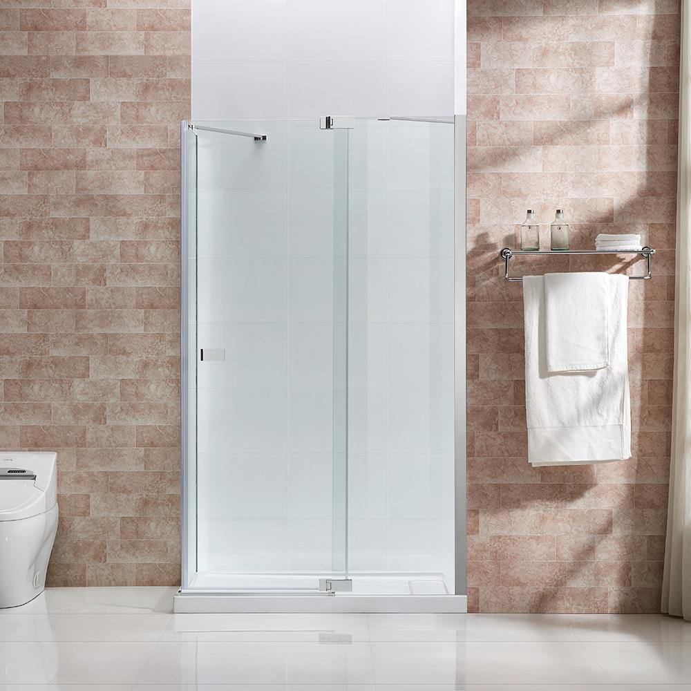 OVE Decors Harbor 48 in. x 783/4 in. Frameless Corner Hinged Shower Door in Chrome with Handle