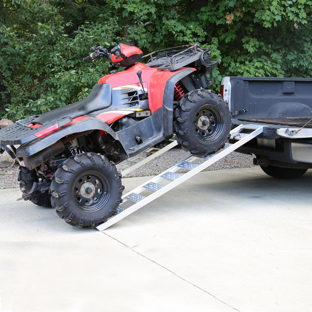 Easily and Safely Load and Unload Your Light Equipment 12/” W x 90/” L 1,500 lb Lawn Tractors ATVs and More 2pk Capacity CargoSmart Aluminum Fixed S-Curve Ramp with Treads