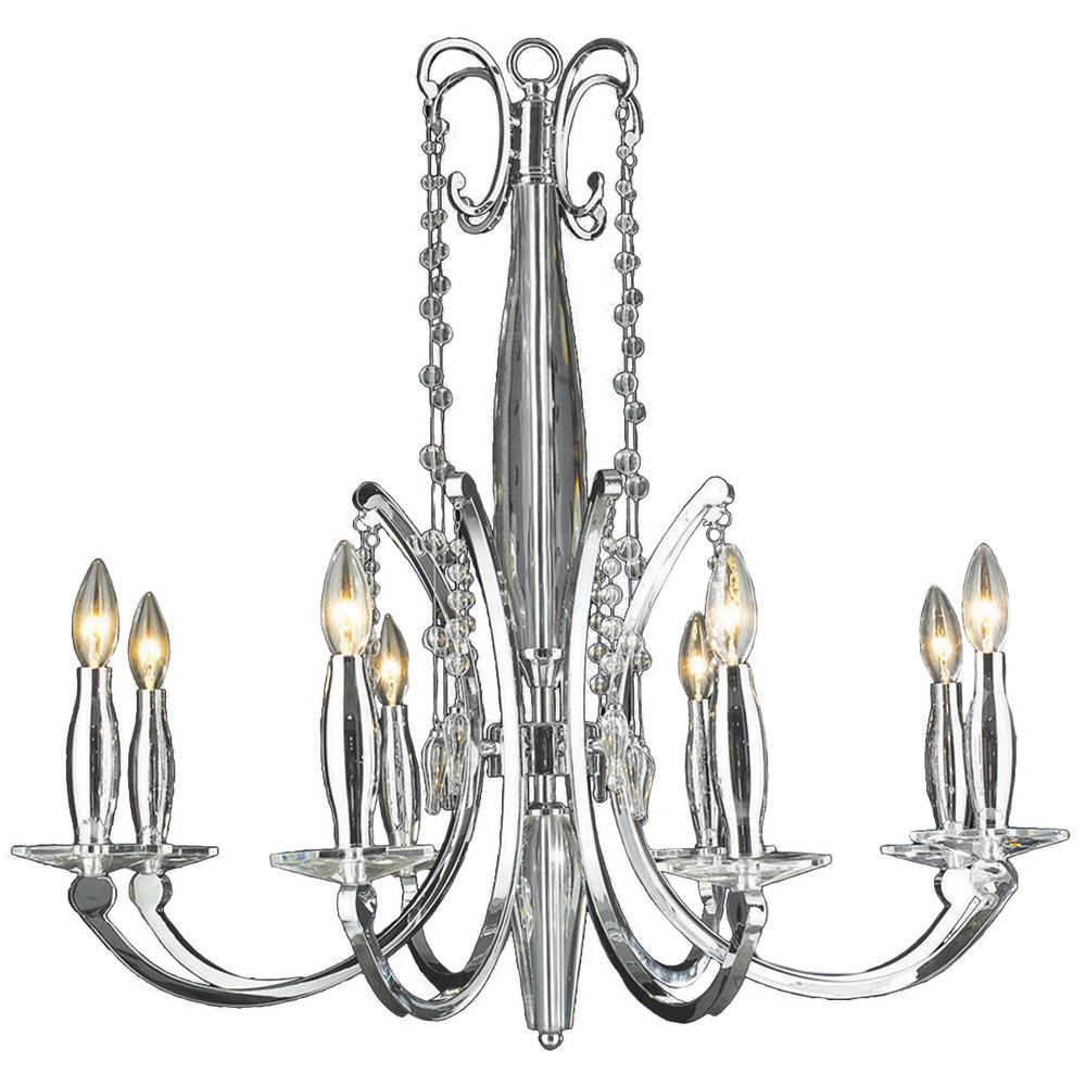 Clear Worldwide Lighting Candle Style Chandeliers Innsbruck 8 Light Polished Chrome And Clear Crystal Large Chandelier