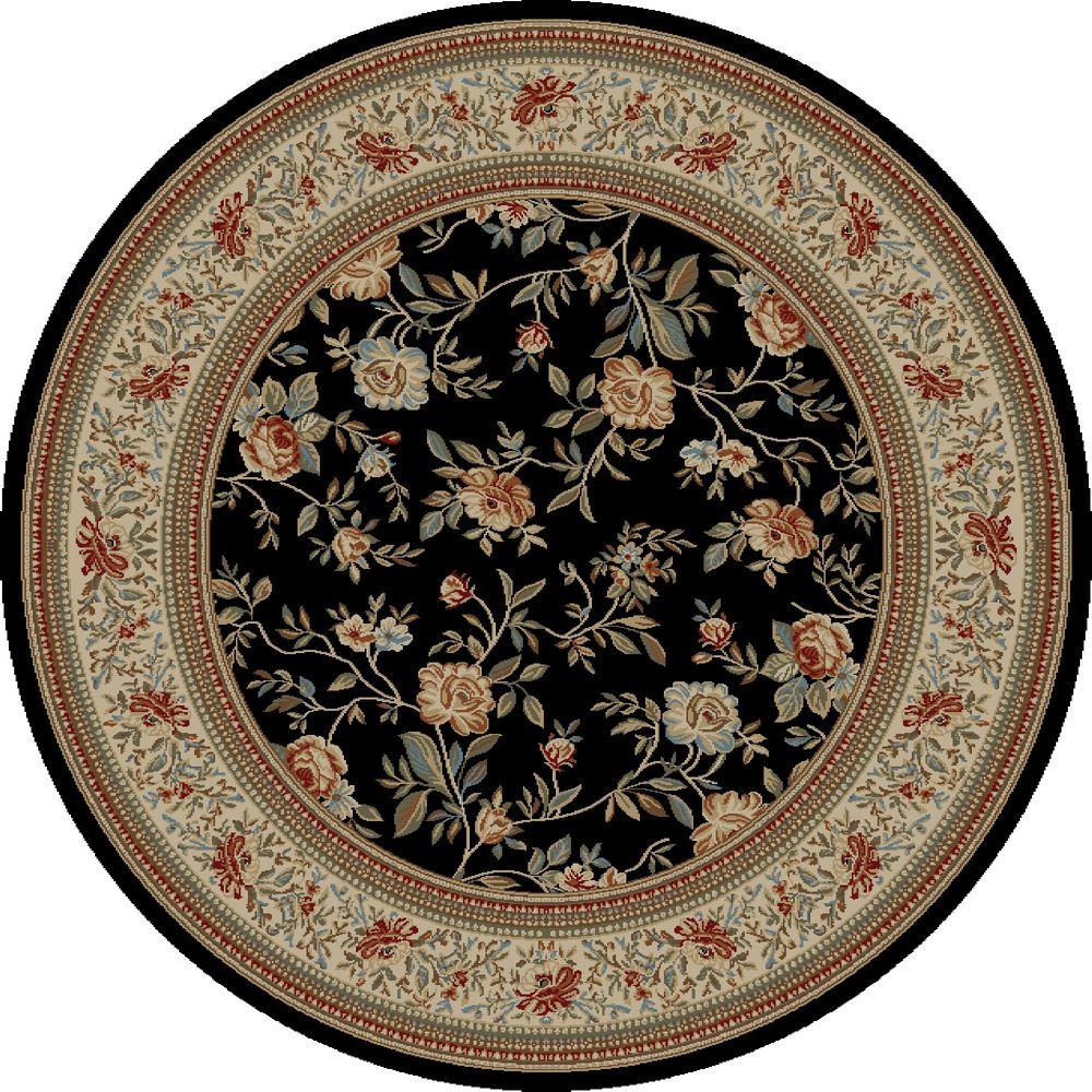 Concord Global Trading Ankara Floral Garden Black 8 ft. Round Area Rug ...