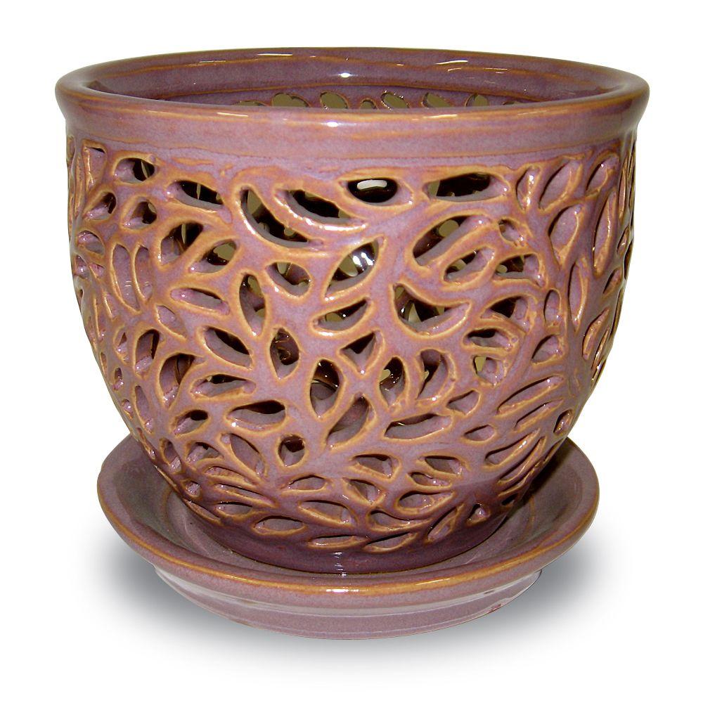 Pennington 5 In Twilight Lacey Small Purple Ceramic Orchid Twilight Lacey Small Purple Ceramic Orchid Planter