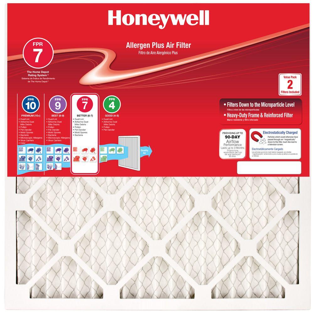 Honeywell 14 x 25 HW Allergen Plus Pleated FPR 7 Air Filter (2-Pack ...