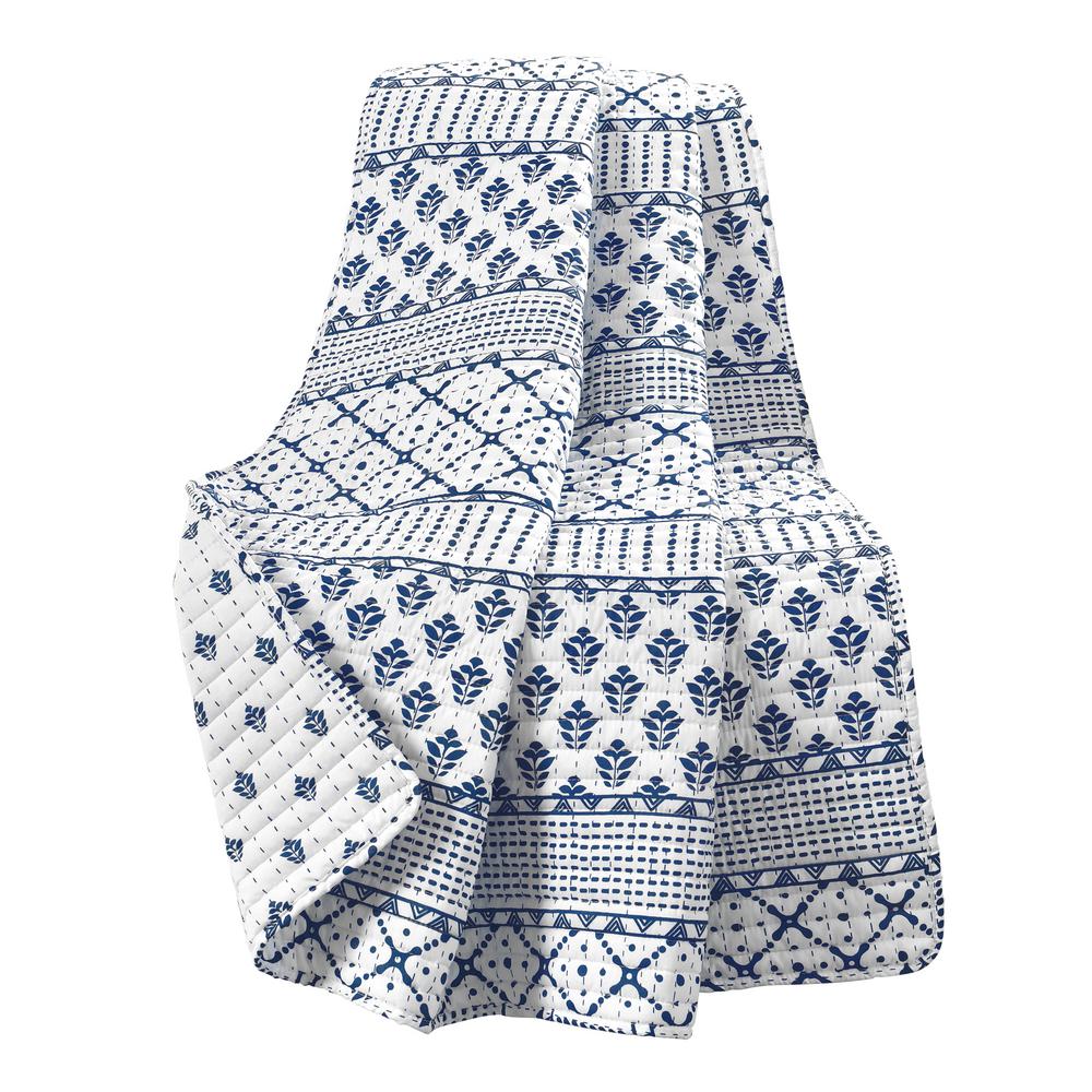 Triangle Home Fashions Monique Stripe Navy/White Single Throw Blanket 50 in. x 60 in.16T005991