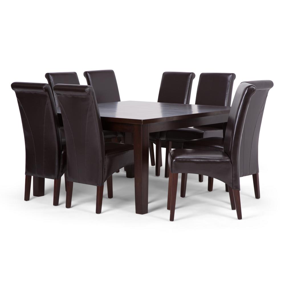 Simpli Home Avalon 9 Piece Dining Set With 6 Upholstered