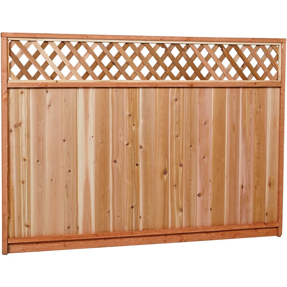 6 Ft X 8 Premium Cedar Lattice Top Fence Panel With Stained Premium Cedar Lattice Top Fence Panel With Stained Spf Frame Actual Size 68 3 8 In H X 96 W 6x8ltp The Home Depot