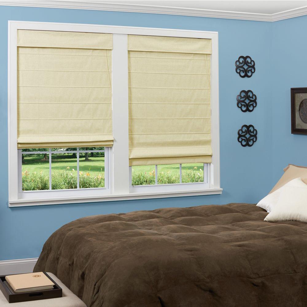 homeBASICS Brown Linen-Look Thermal Blackout Fabric Roman Shade - 35 in ...