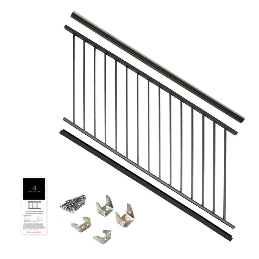 Aria Railing 36 in. x 6 ft. Black Powder Coated Aluminum Preassembled