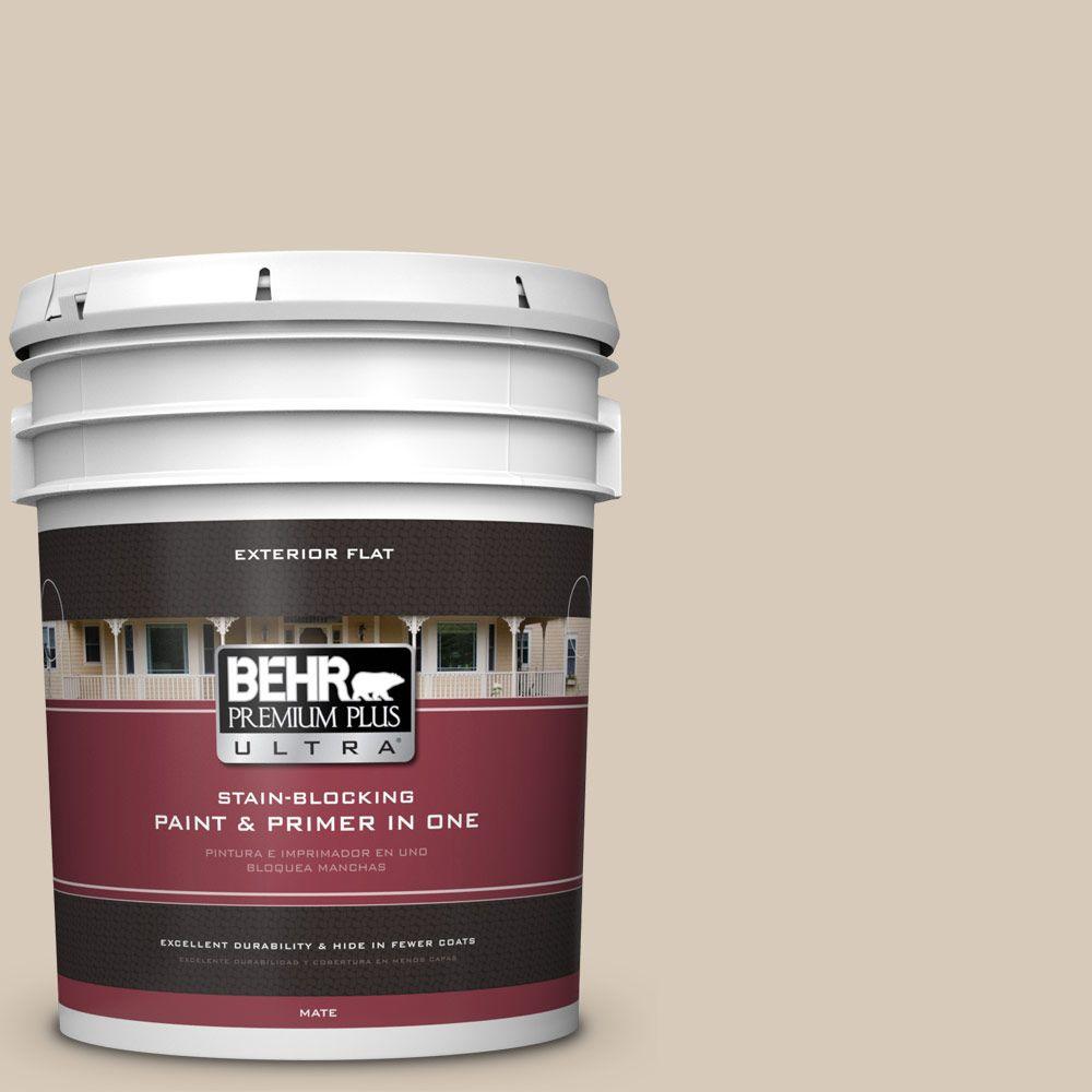 BEHR Premium Plus Ultra 5gal. PPU512 Almond Wisp Flat Exterior Paint