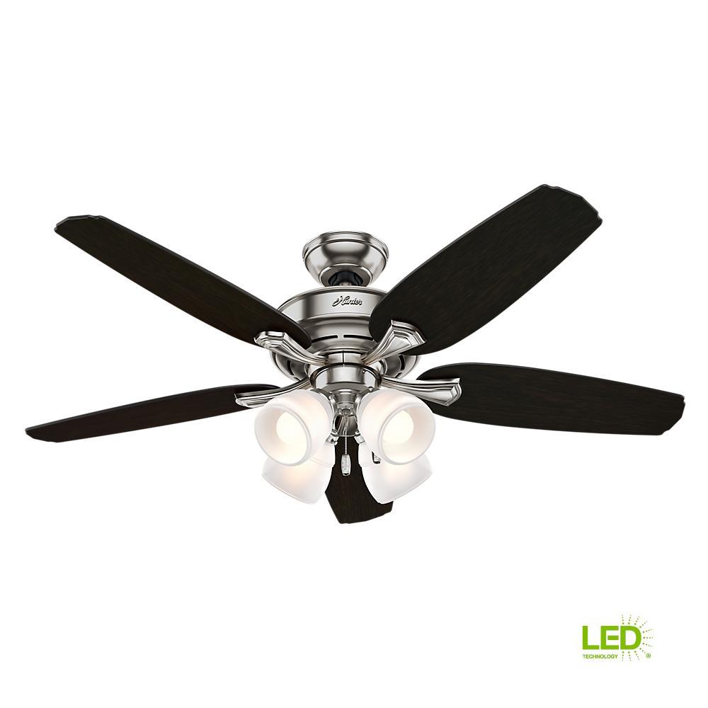 Hunter Channing 52 In Indoor Led Brushed Nickel Ceiling Fan With