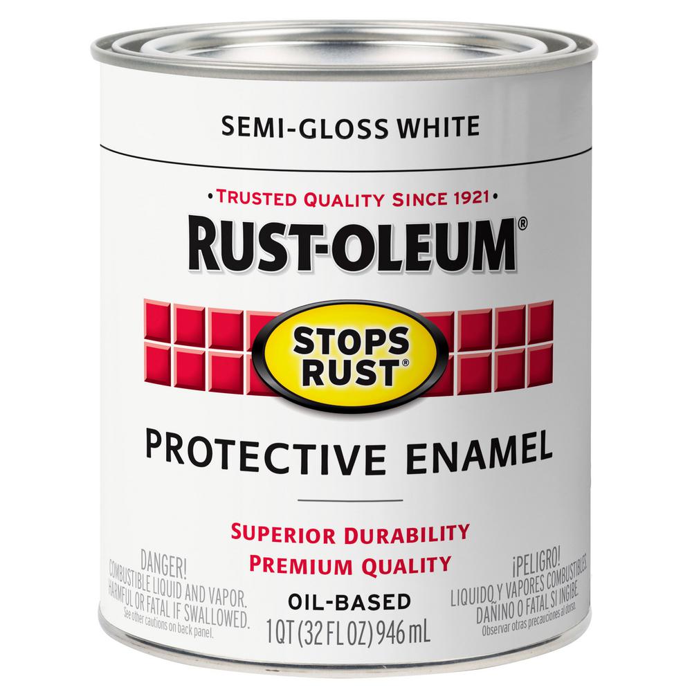 Rust Oleum Stops Rust 1 Qt Low Voc Protective Enamel Semi Gloss White