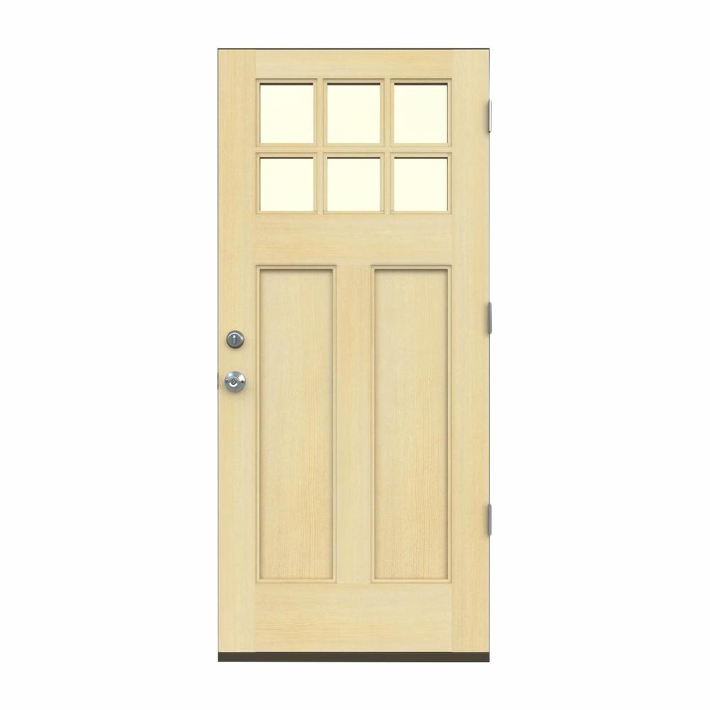 Jeld Wen 36 In X 80 In Craftsman Unfinished Left Hand 6 Lite Clear Wood Prehung Front Door W Unfinished Rot Resistant Jamb O04432 The Home Depot