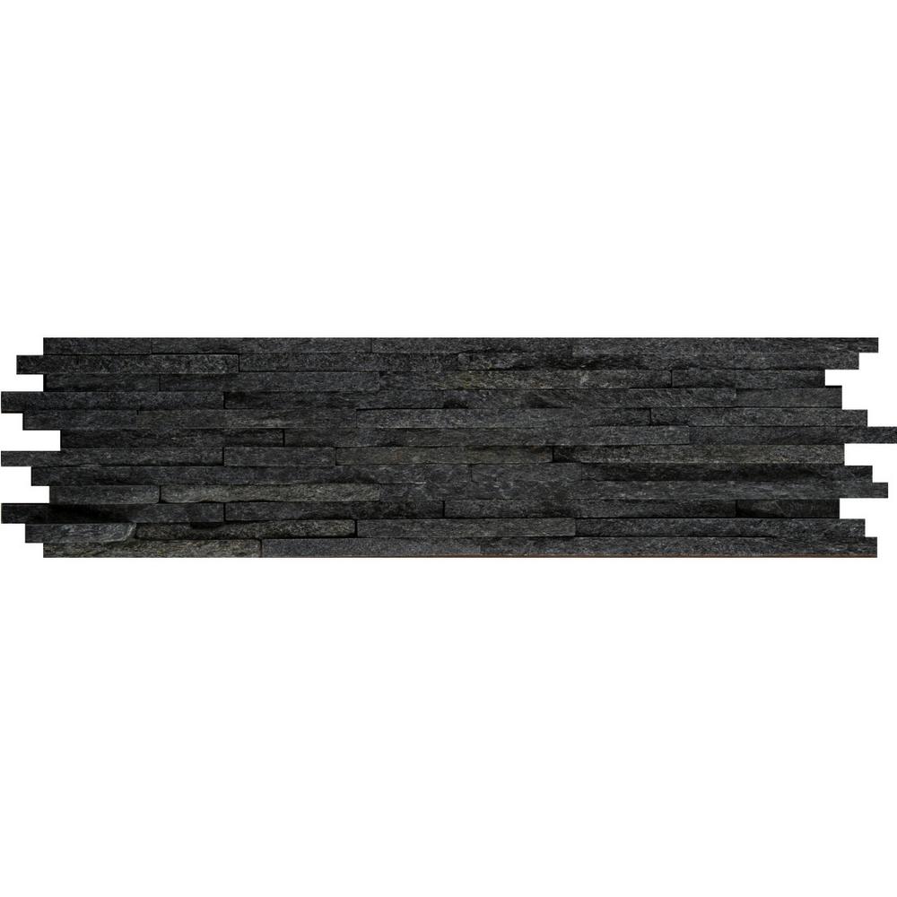 Emser Black Mini Stacked 6 In X 24 In Quartzite Slate Floor And Wall Tile The Home Depot