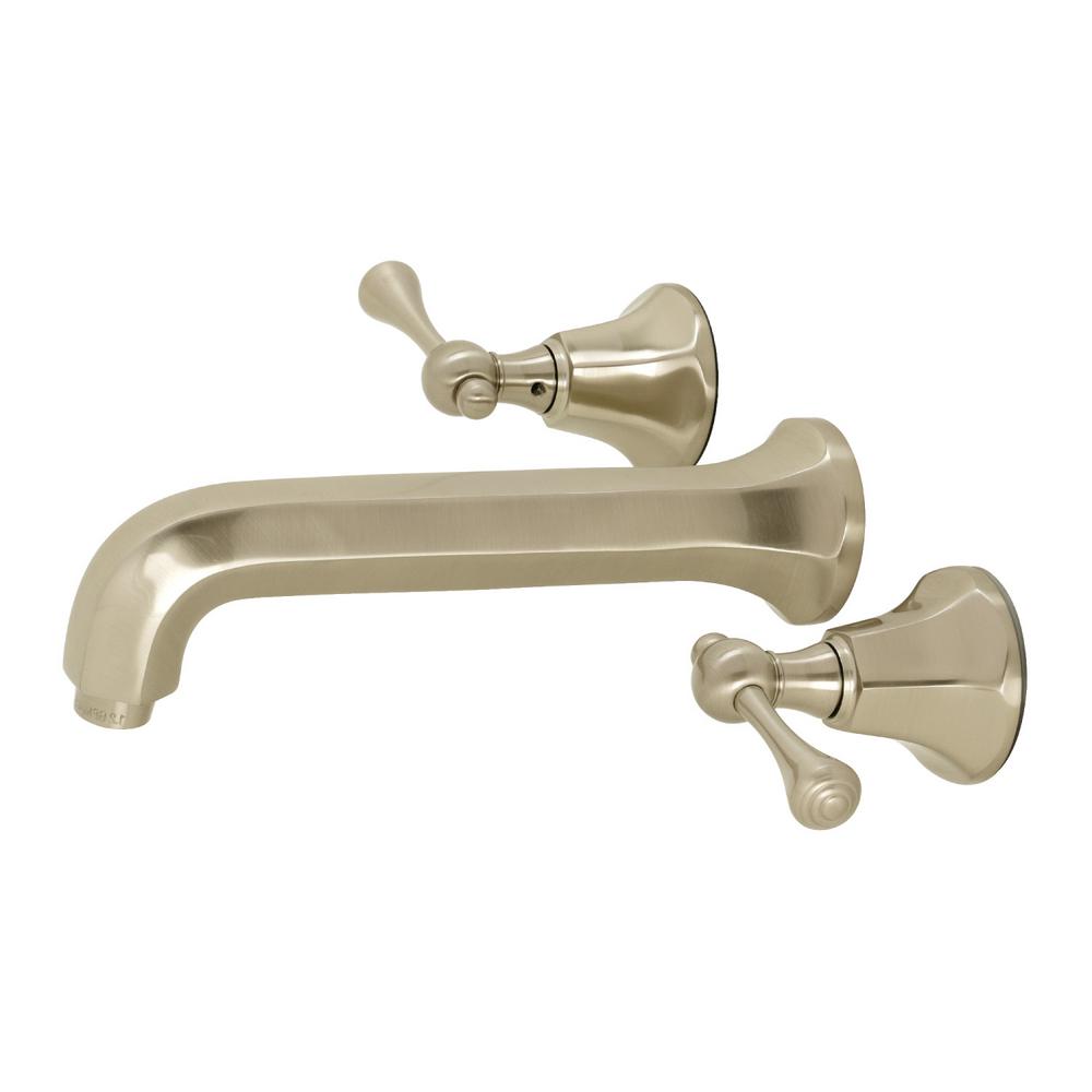 Kingston Brass Metropolitan 2-Handle Wall Mount Bathroom Faucet in Brushed Nickel-HKS4128BL ...