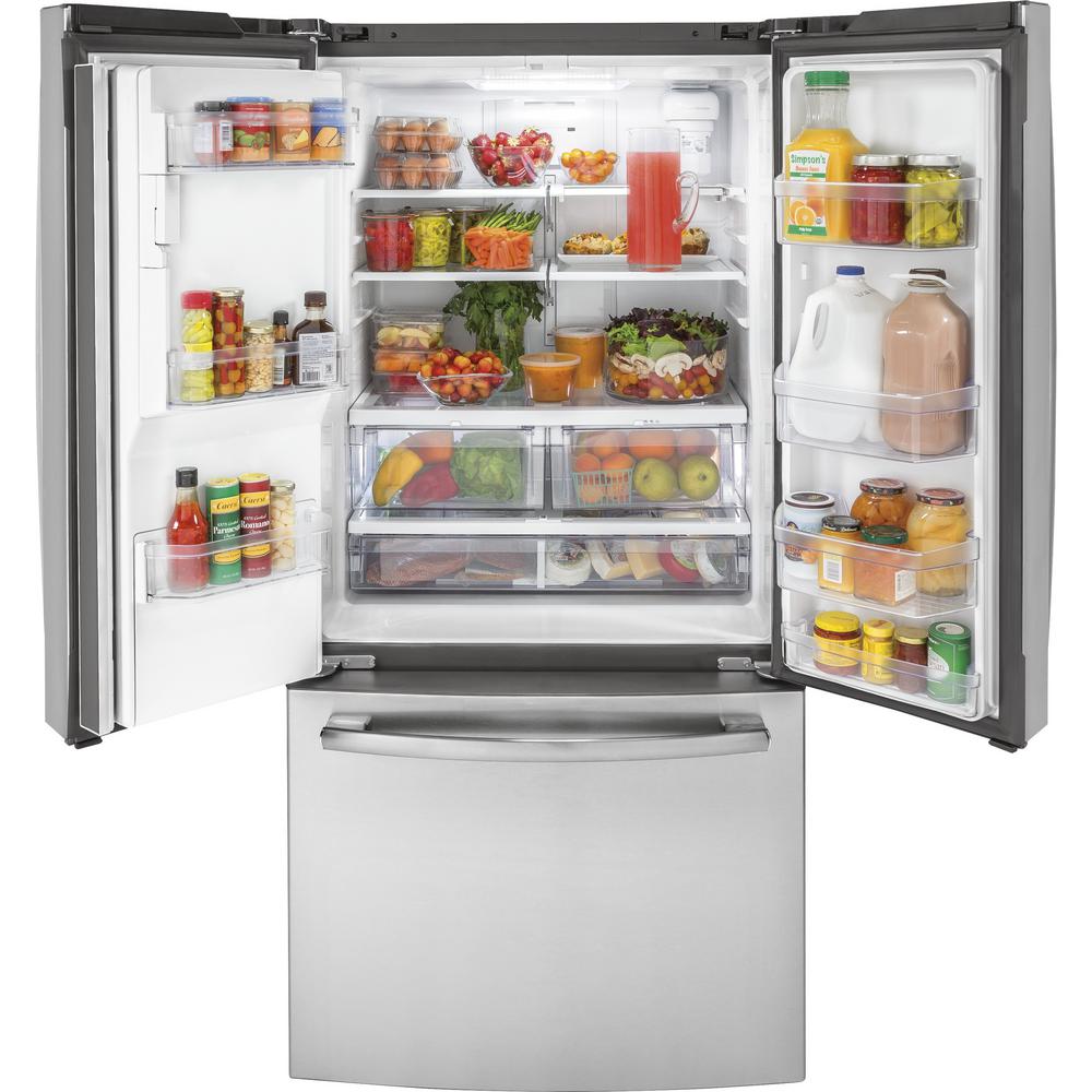 Ge 17 5 Cu Ft French Door Refrigerator In Stainless Steel