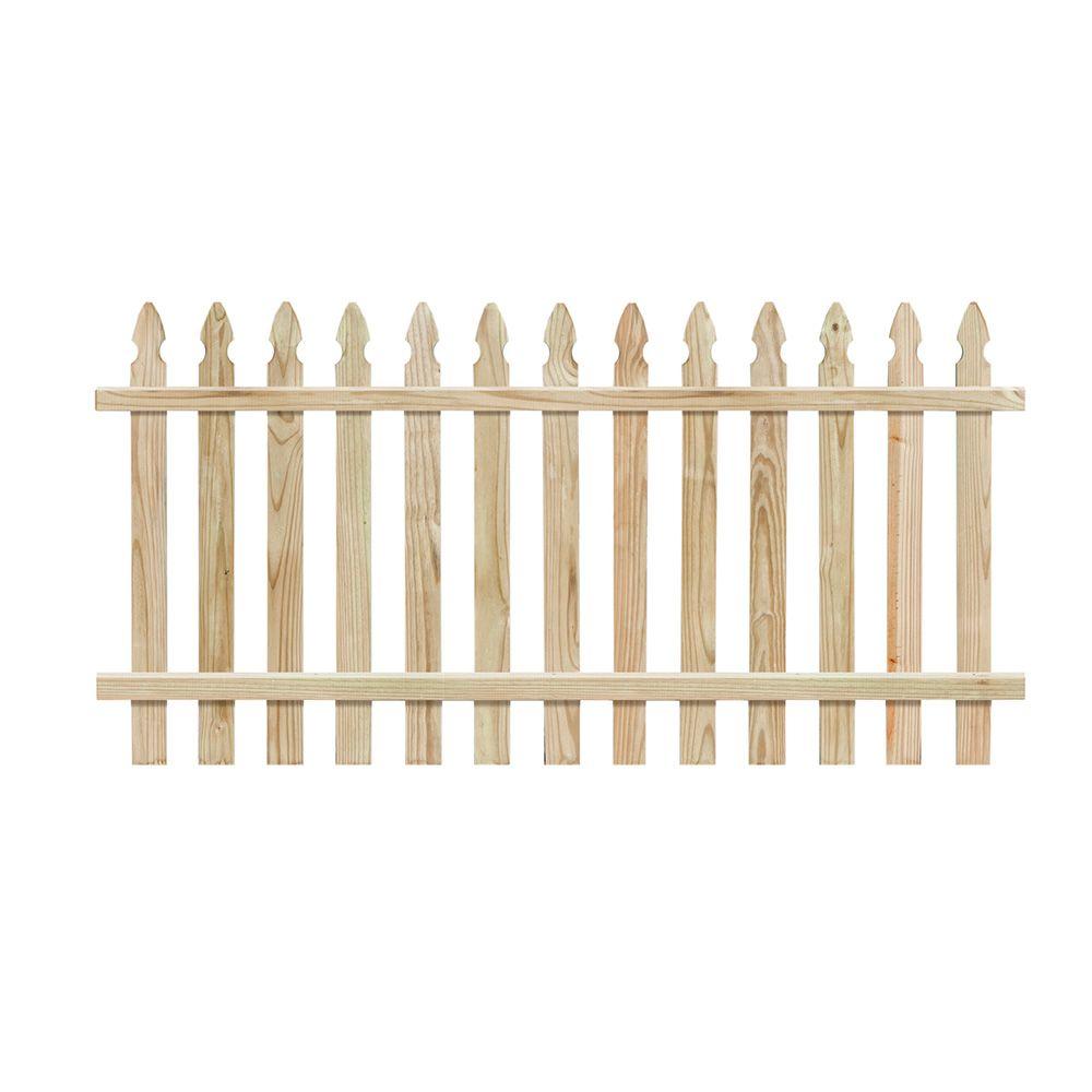 4 Ft H X 8 W Pressure Treated Pine Spaced French Gothic Fence W Pressure Treated Pine Spaced French Gothic Fence Panel Sp 102581 The Home Depot