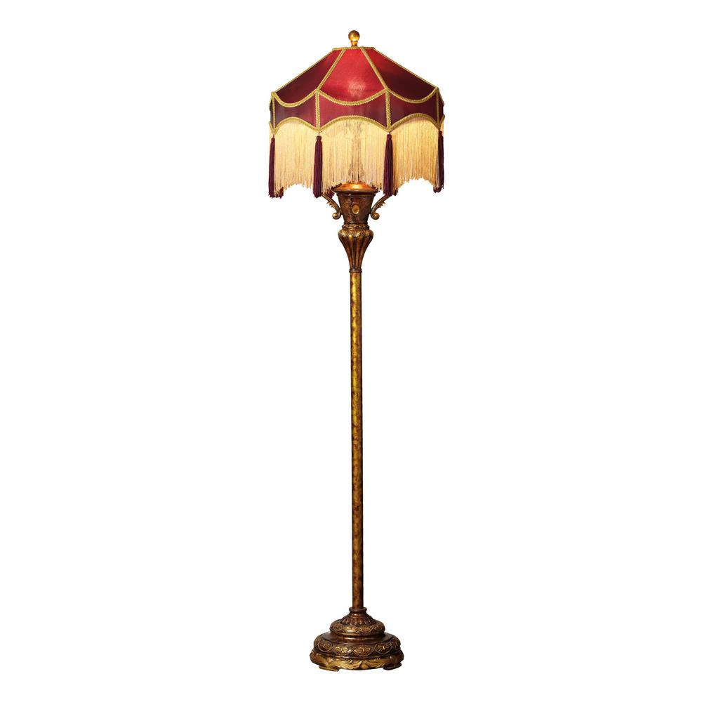 River of Goods 66 in. Red Floor Lamp with Grand Fringe Shade-14083