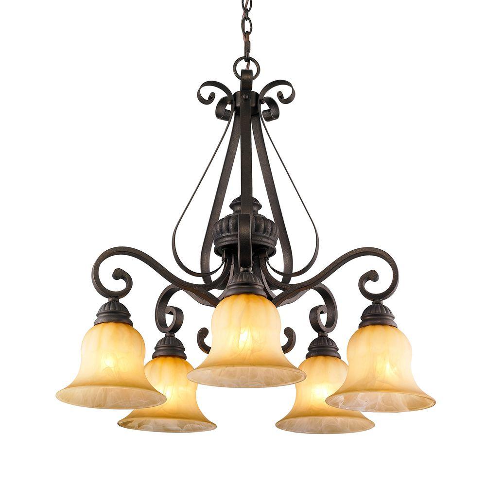 Ocatavia Collection 5Light Leather Crackle Nook Chandelier116D5MPLC