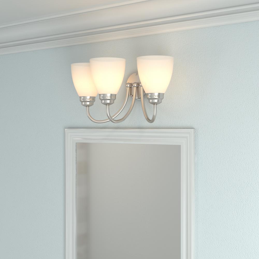 Hampton Bay Hamilton 3 Light Brushed Nickel Vanity With 3 Light Brushed Nickel Vanity