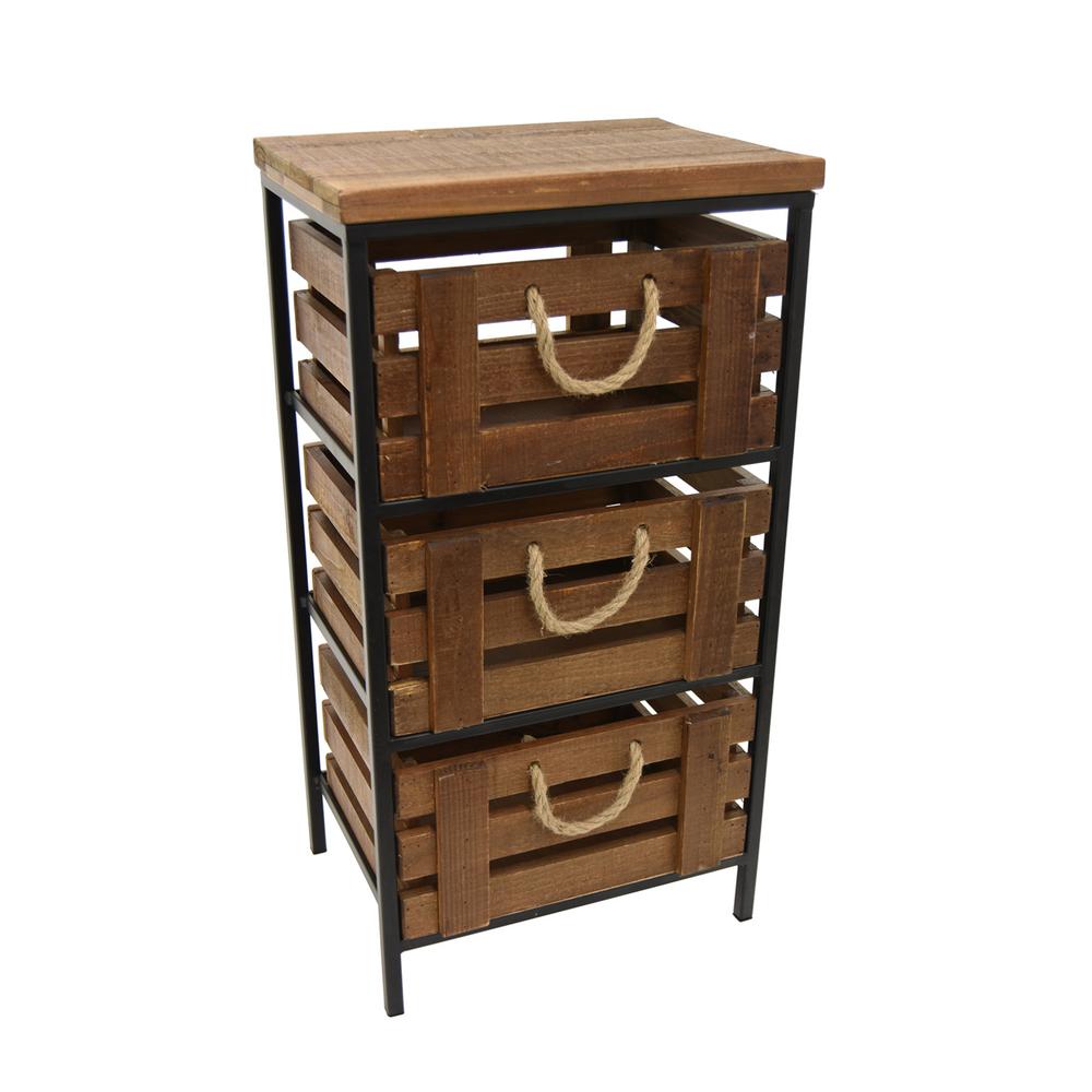 Three Hands 29 5 In Brown Metal And Wood Storage Cabinet 89773 Brown Metal And Wood Storage Cabinet