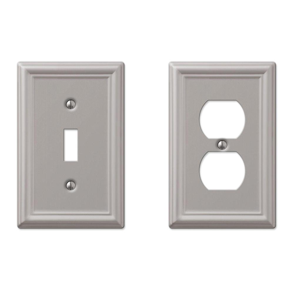 Hampton Bay Ascher 1 Gang Toggle and 1 Gang Duplex Steel Wall Plate