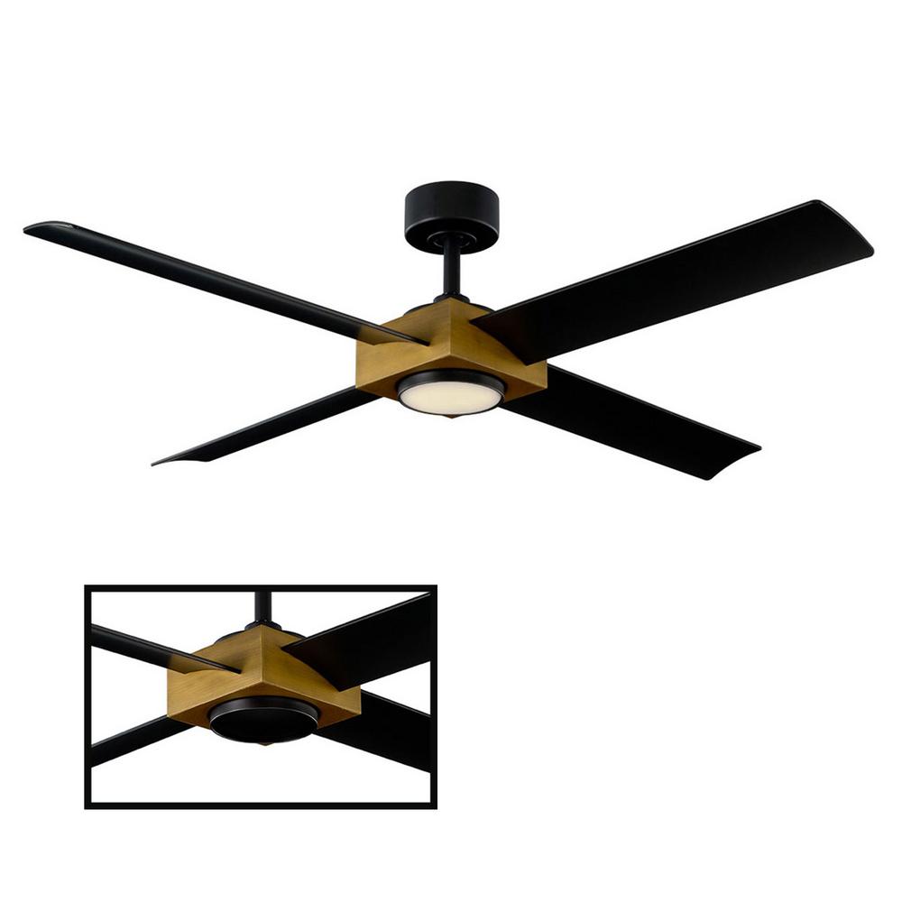 Modern Forms Paradox 56 In Led Indoor Outdoor Aged Brass 4 Blade Smart Ceiling Fan With 3000k Light Kit And Wall Control