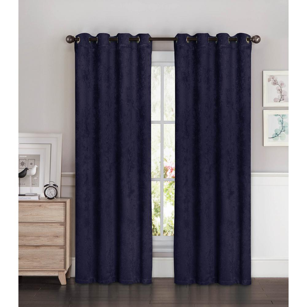 Bella Luna Blackout Faux Suede 54 in. W x 84 in. L Room Darkening Grommet Extra Wide Curtain