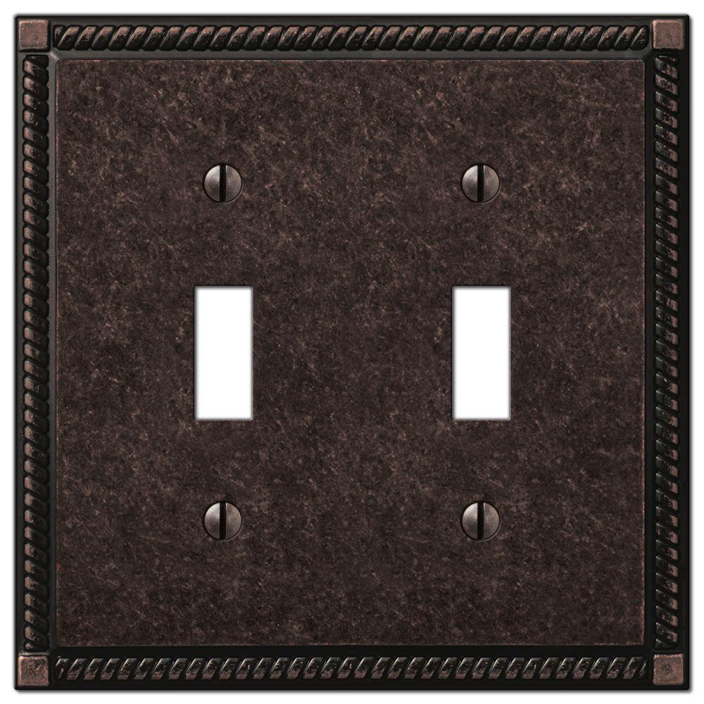 Hampton Bay Hallcrest 1 Gang Rocker Metal Wall Plate Gray 98rgyhb The Home Depot