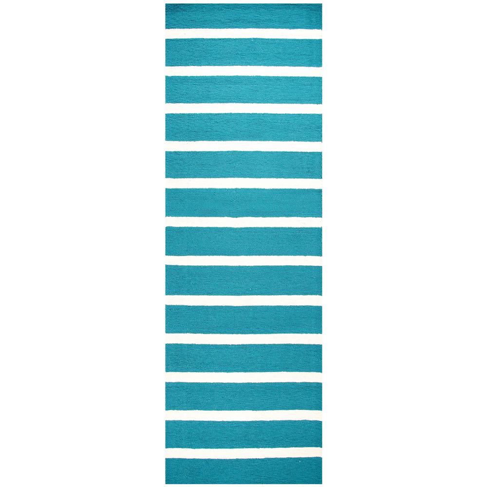 Rizzy Home Azzura Hill Teal Striped 3 ft. x 8 ft. Outdoor Runner Rug