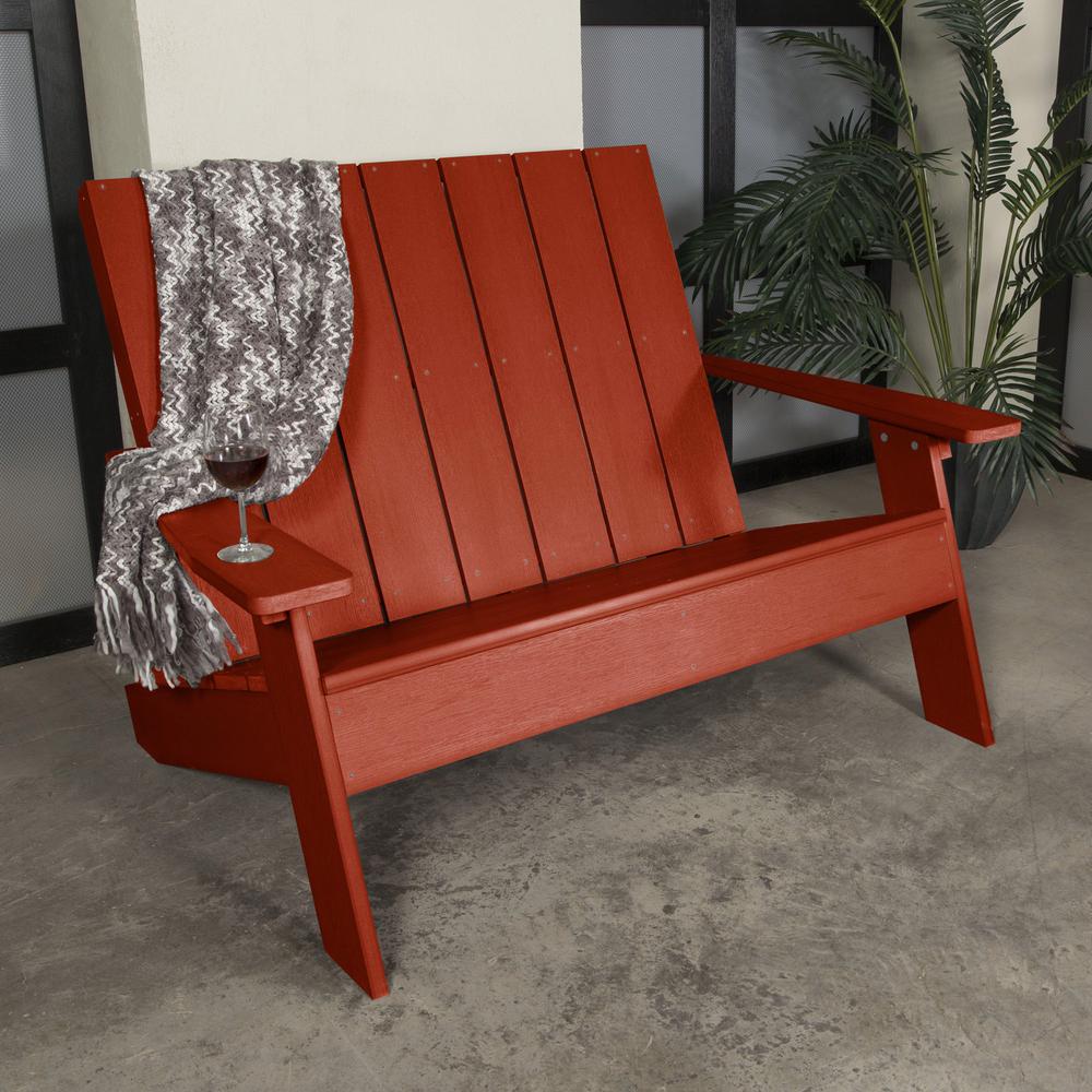 Highwood Barcelona Double Wide Modern Rustic Red Plastic Adirondack Chair Ad Chrad02 Red The Home Depot