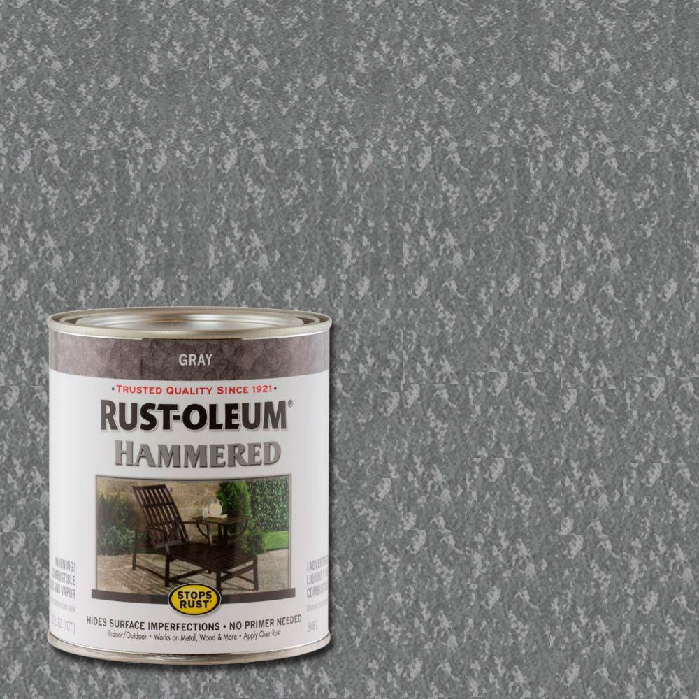 Rust-Oleum Stops Rust 1 Qt. Gray Hammered Rust Preventive Paint (Case ...