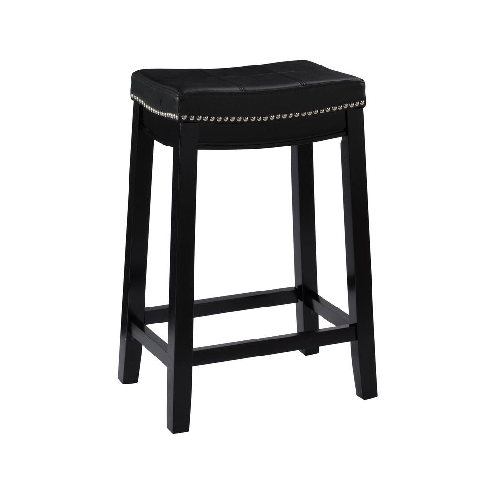 Linon Home Decor Claridge 26 in. Black Cushioned Counter Stool