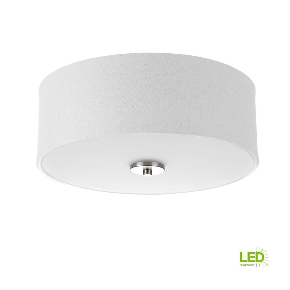 Progress Lighting Flush Mount Lights The Home Depot Inspire Collection 17 Watt Brushed Nickel Integrated Led Flushmount