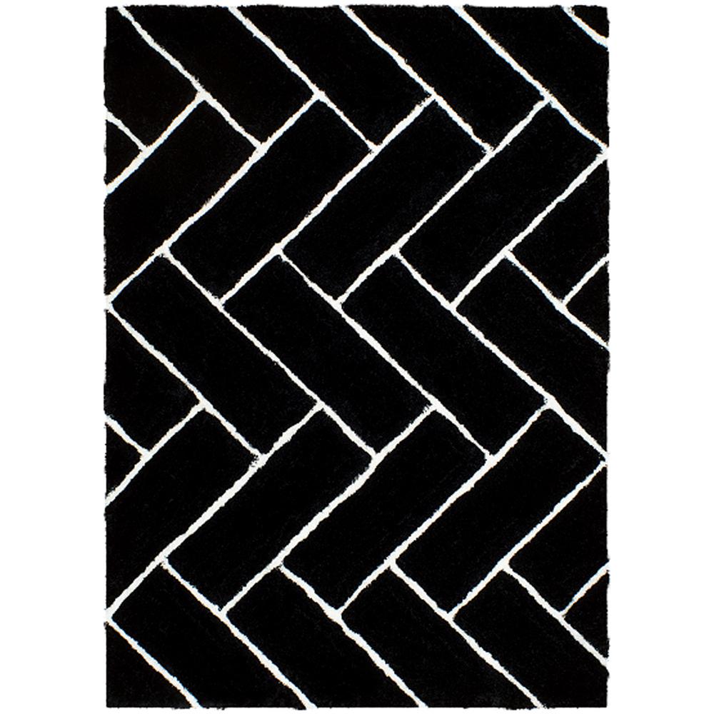 3d Shaggy Black Brick 8 Ft X 10 Ft Polyester Area Rug 3d801 Black 810 The Home Depot