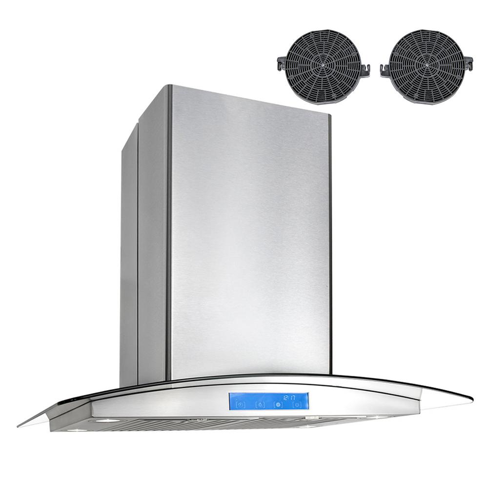 Cosmo 30 in. Ductless Island Mount Range Hood in Stainless Steel with