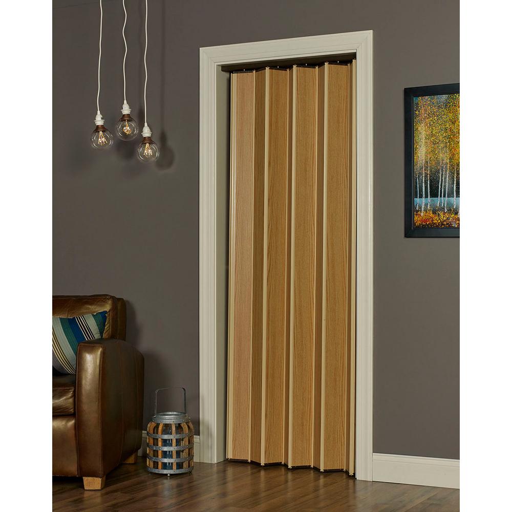 Spectrum 48 In X 80 In Woodshire Vinyl Laminated Mdf Natural Oak Accordion Door Wf4880no The Home Depot