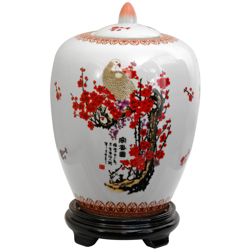 Oriental Furniture 11 In Porcelain Decorative Vase White Bw Jar1 Oriental Furniture 11 In Porcelain Decorative Vase White
