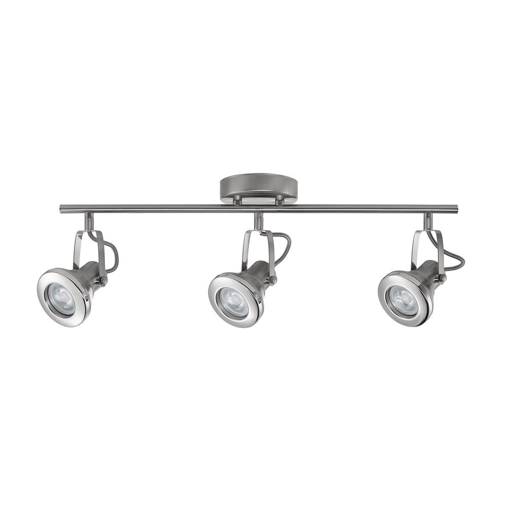 Theodore Collection Led 3 Light Brushed Steel Track With Chrome Accents Theodore Collection Led 3 Light Brushed Steel Track With Chrome Accents