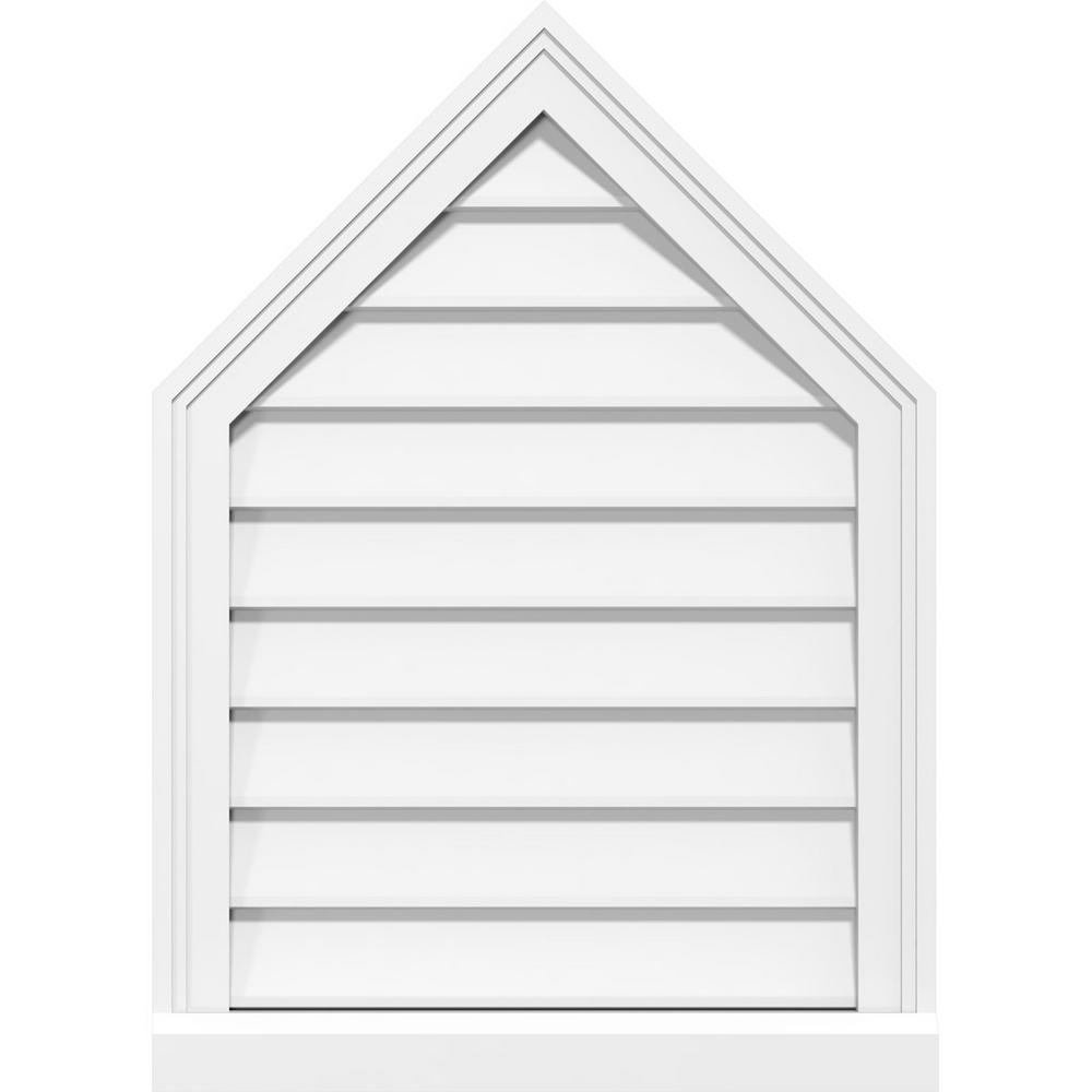 Ekena Millwork 36 In X 40 In Peaked Top Surface Mount Pvc Gable