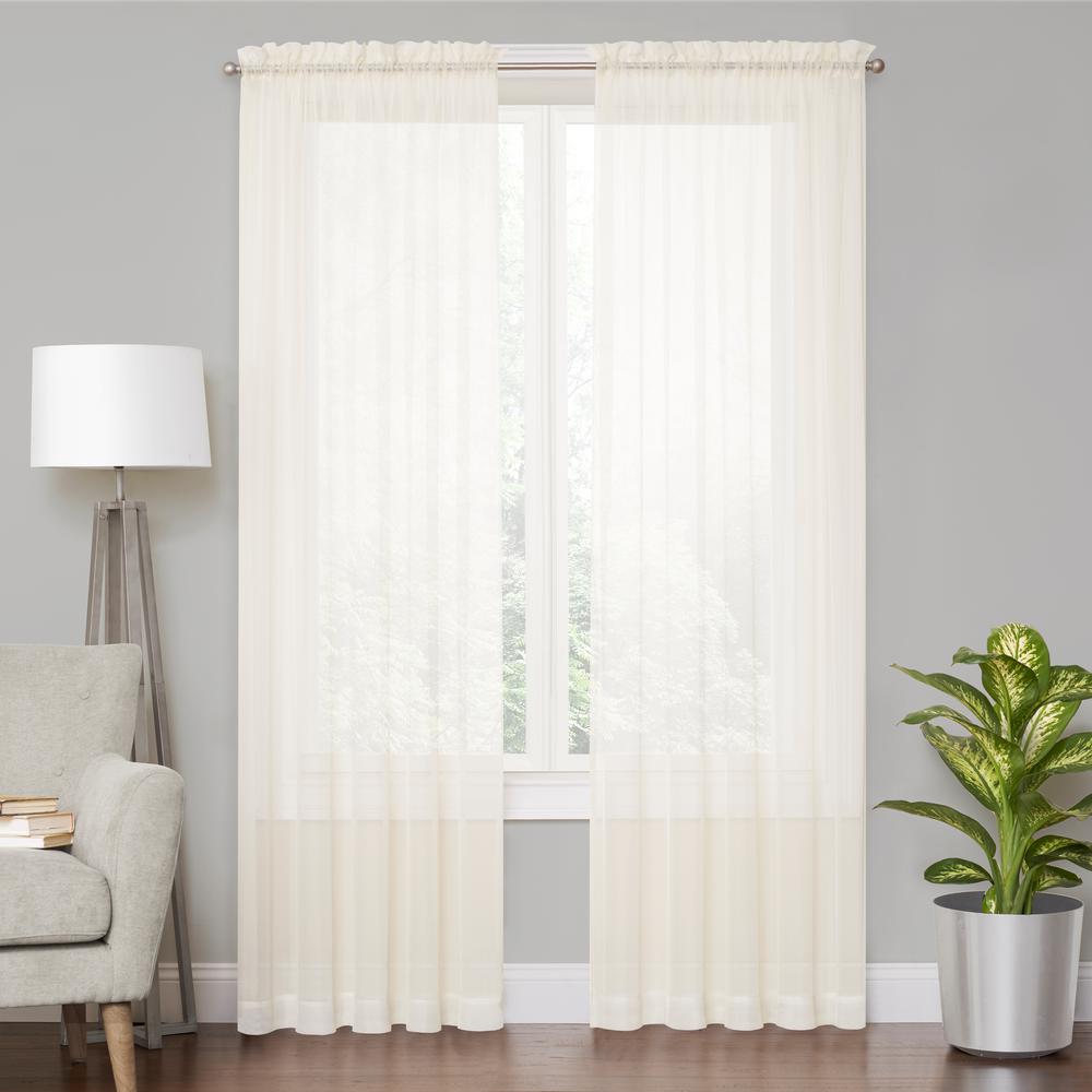 Vue Voile Ivory Sheer Window Curtain 59 in. x 120 in. LFZH04LAE8IVY