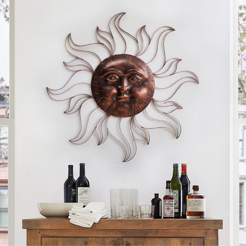 Sunjoy Scarlett Iron Vintage Copper Sun Face Wall Decor With Hangers D110007400 The Home Depot - Copper Sun Moon Wall Art Sunjoy Scarlett Iron Vintage Copper Sun Face Wall Decor With Hangers D110007400 The Home Depot - Copper Sun Moon Wall Art