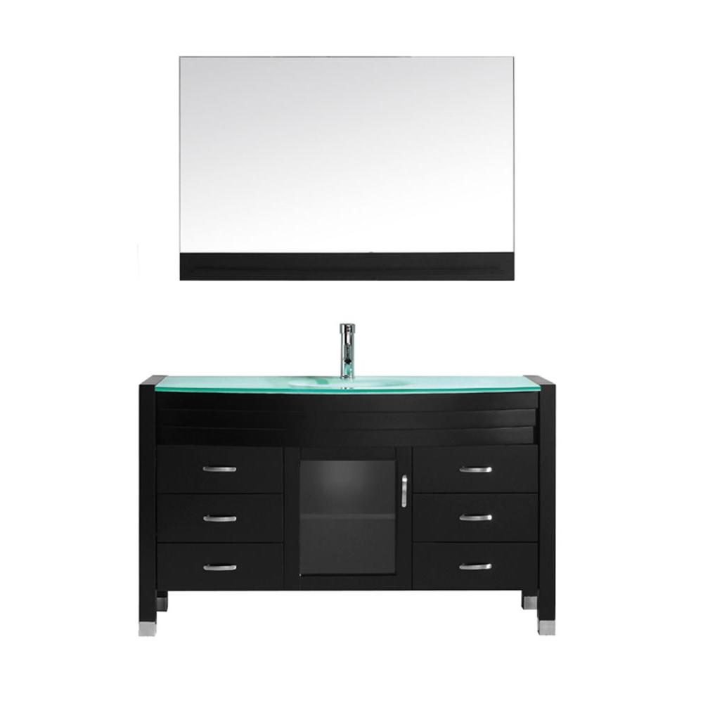 Virtu Usa Ava 55 In W Bath Vanity In Espresso With Glass Vanity Top