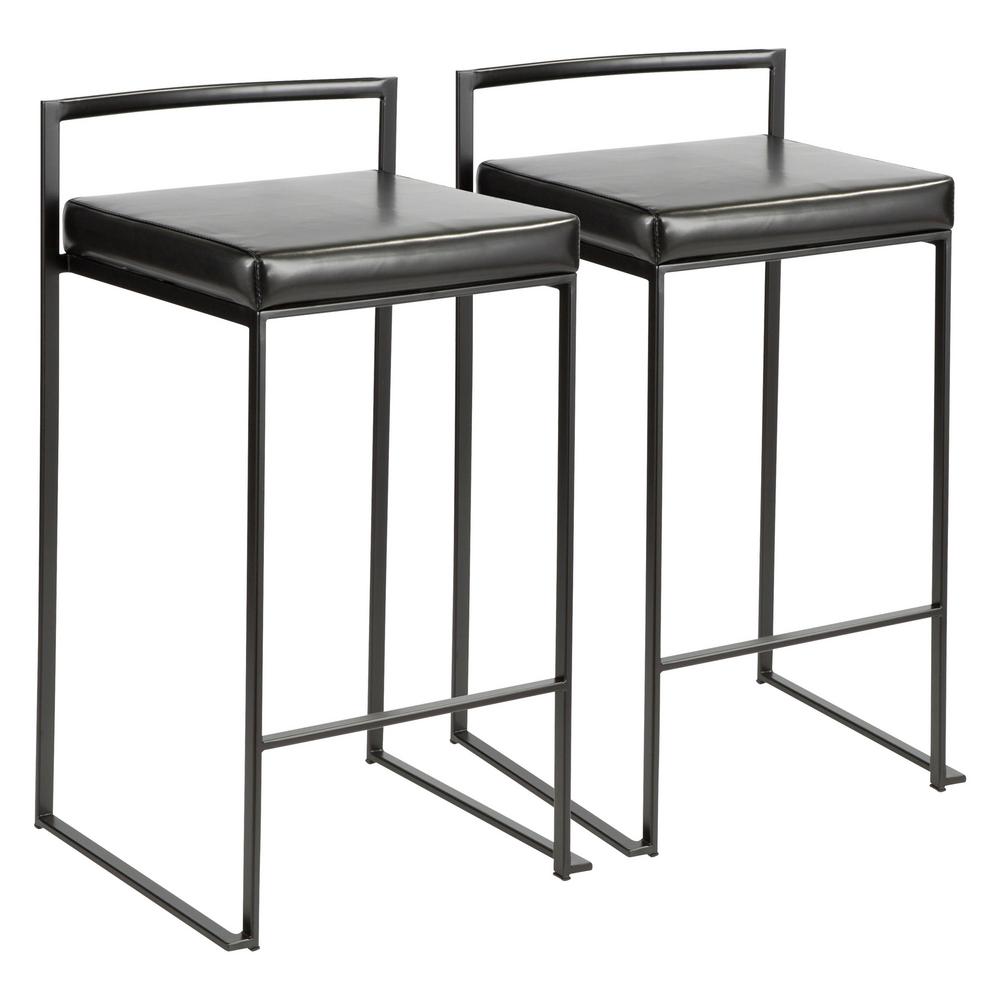 Lumisource Fuji 26 in. Black Stackable Counter Stool with ...
