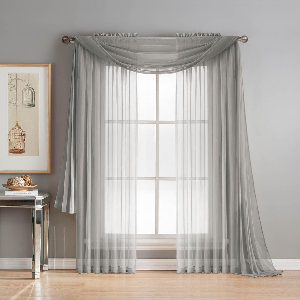 Window Elements Diamond Sheer Voile 56 in. W x 216 in. L Curtain Scarf ...