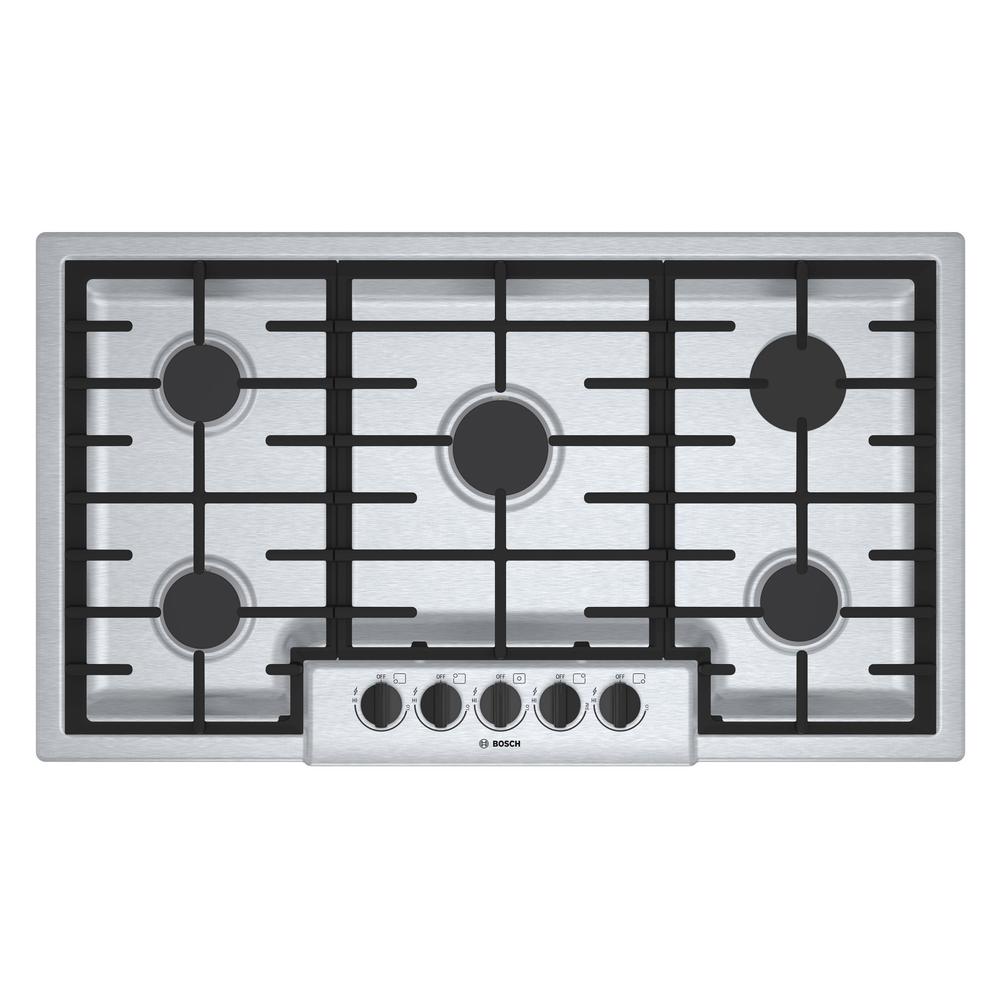 Bosch 500 Series 36 In Gas Cooktop In Stainless Steel With 5