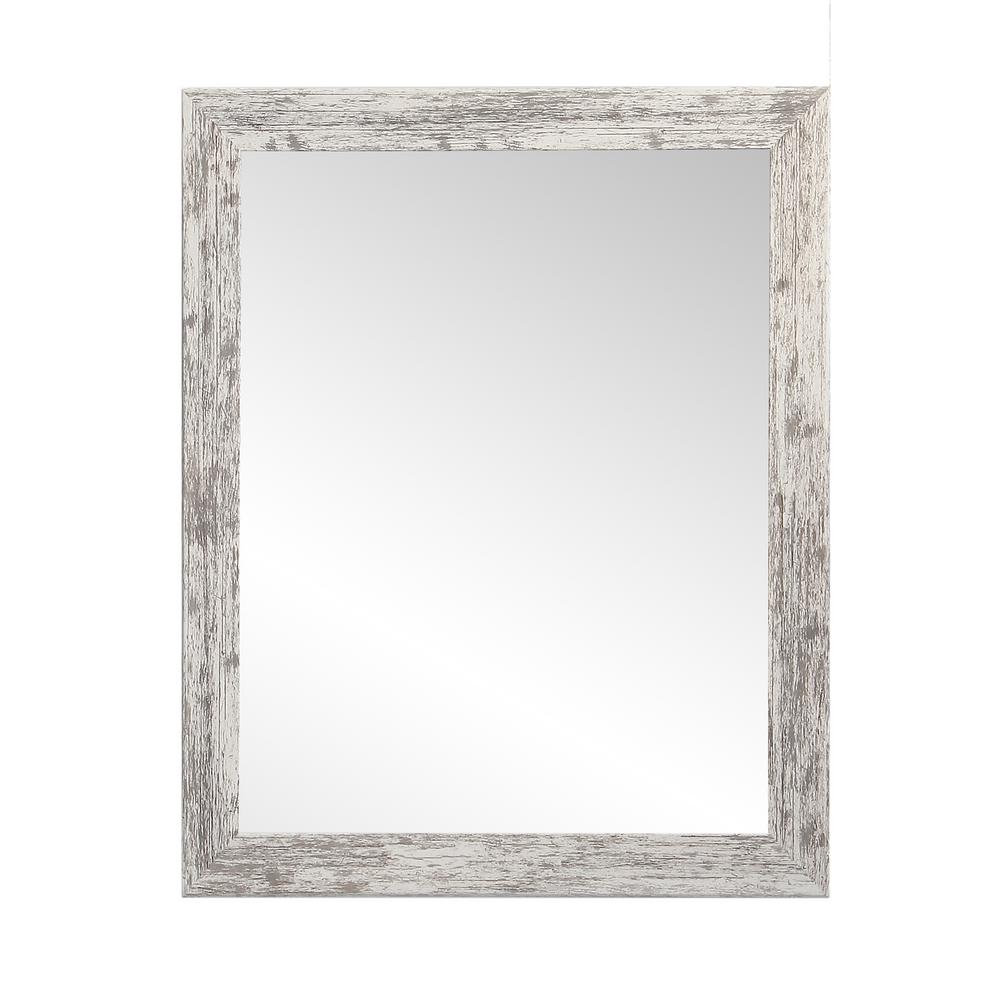 BrandtWorks Distressed Rectangle White Decorative Wall Mirror AV32LARGE