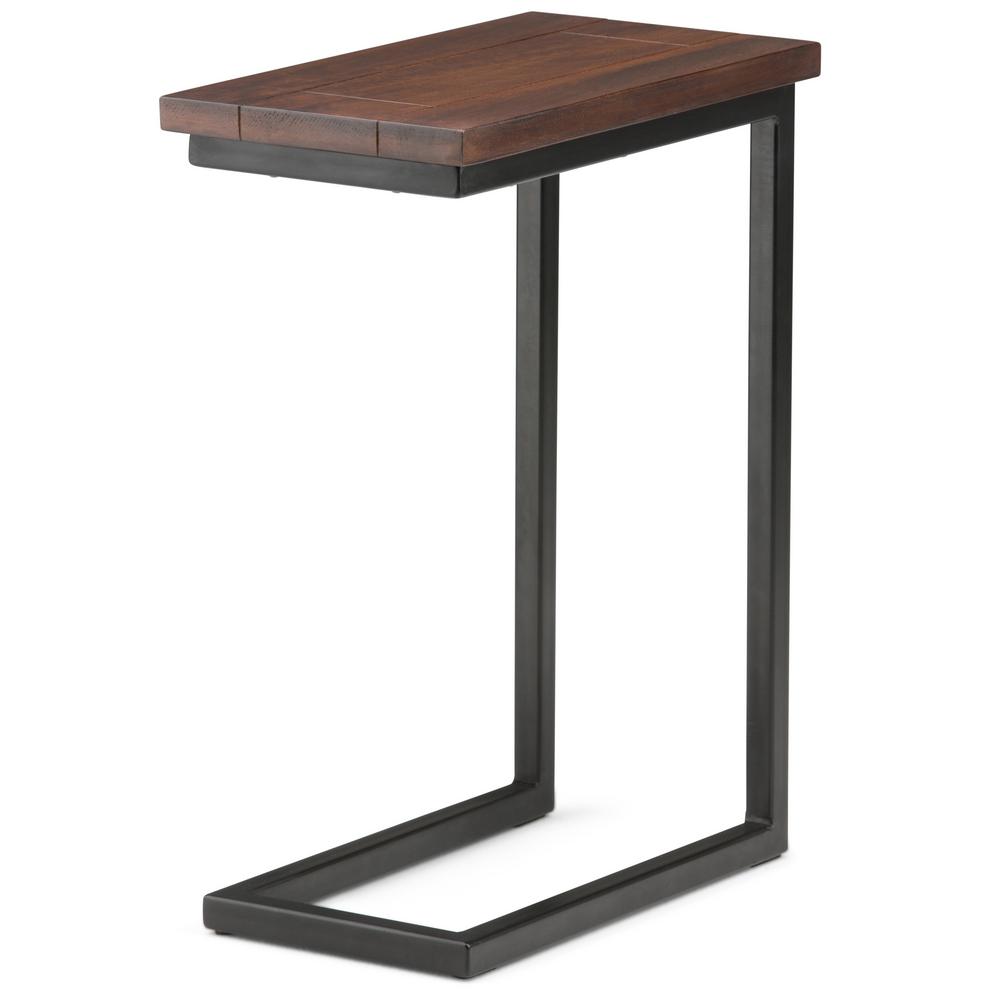 Simpli Home Skyler Solid Mango Wood And Metal 10 In Wide Modern Industrial C Side Table In Dark Cognac Brown 3axcsky 09 The Home Depot